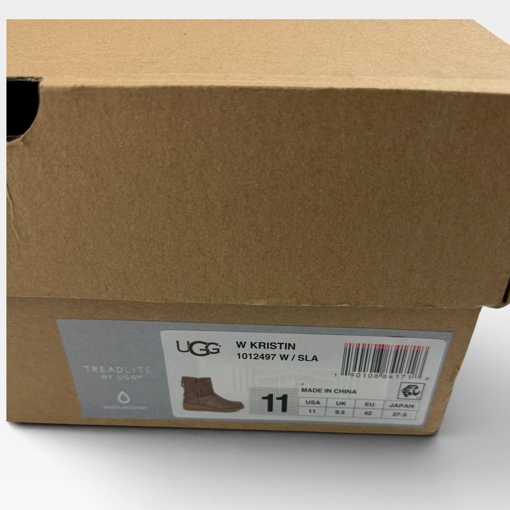 UGG Kristin Ankle Boots 1012497 Womens Size 11 Slate Suede Shearling Wedge NEW - Picture 8 of 10